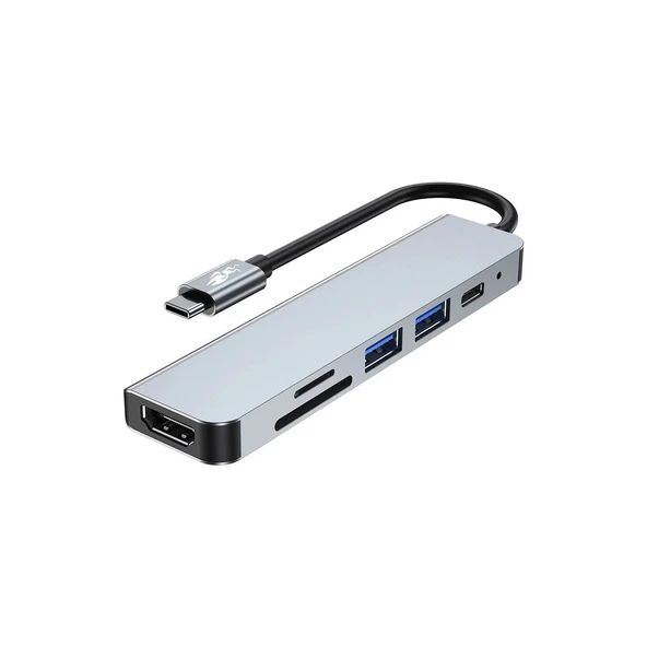 Shaza 6in1 USB Type-C Hub Port Adaptör HDMI Sd Kart USB Pd Girişli
