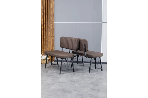 Hayat Serisi Mutfak, Yemek, Bahçe, Kafe, Modern Bench, Puf, 2 Adet - Kahverengi