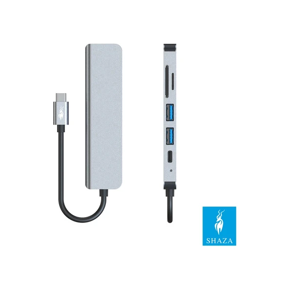 Shaza 6in1 USB Type-C Hub Port Adaptör HDMI Sd Kart USB Pd Girişli - 2