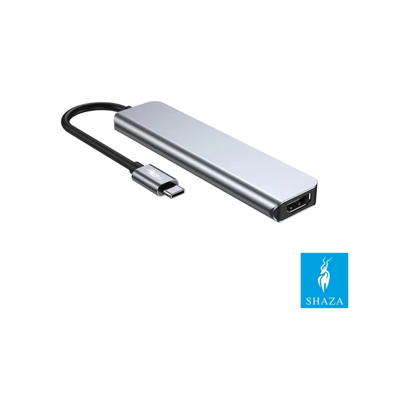 Shaza 6in1 USB Type-C Hub Port Adaptör HDMI Sd Kart USB Pd Girişli - 4