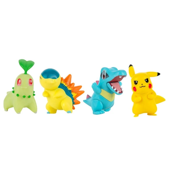 Pokemon Battle 4'lü Figür Seti Pikachu & Chikorita & Totodile & Cyndaquil - 2
