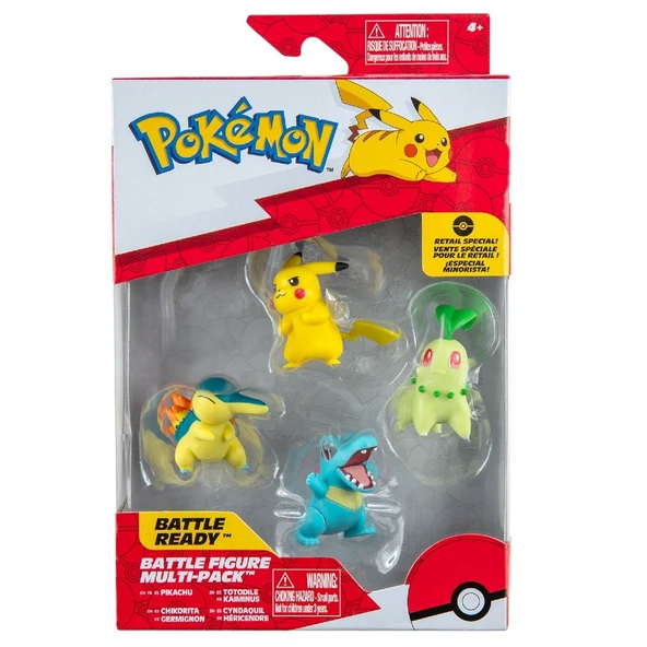 Pokemon Battle 4'lü Figür Seti Pikachu & Chikorita & Totodile & Cyndaquil - 3
