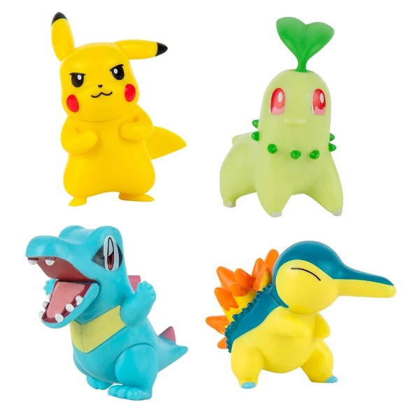 Pokemon Battle 4'lü Figür Seti Pikachu & Chikorita & Totodile & Cyndaquil