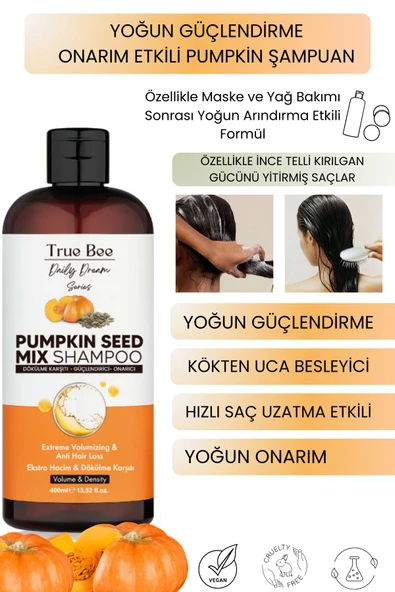 Dökülmeye Meyilli Ince Telli Saçlar Için Güçlendirmeye Yardımcı Pumpkin Seed Şampuan 400 ml