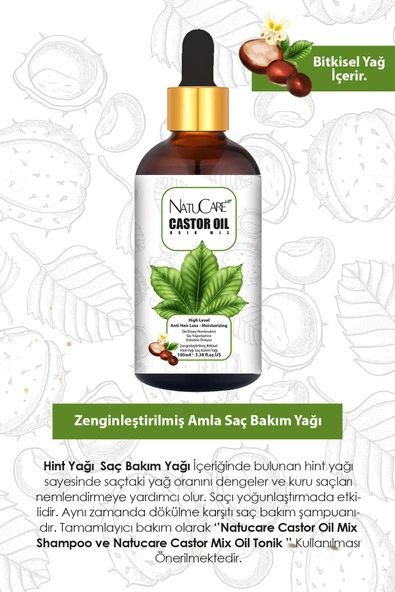 NatuCare Zenginleştirilmiş Mucizevi Yağlar 3'lü Saç Bakım Seti 100 ML (AMLA-BİBERİYE-CASTOR) - 3