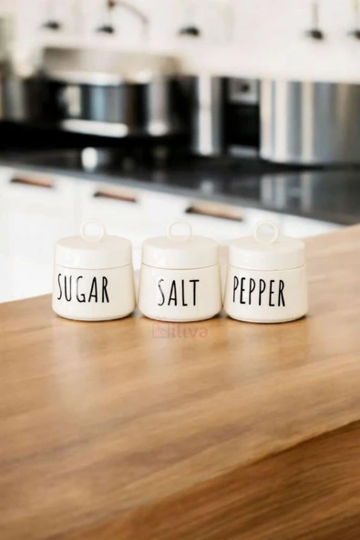 Porselen 3' Lü Küçük Baharat Takımı