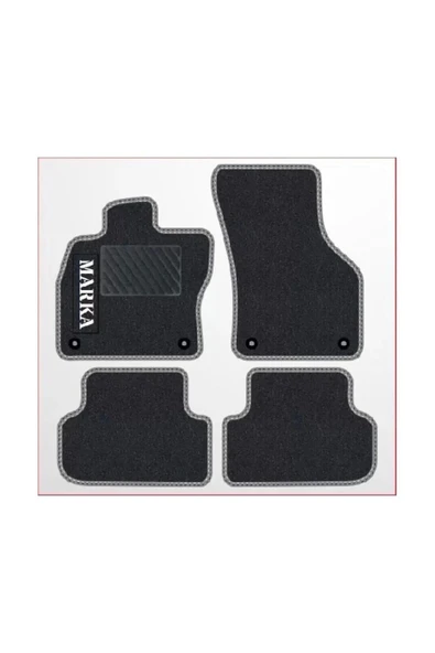 MİTSUBİSHİ Colt CZT 2005-2008 3 KAPI  Siyah Halı Gri Kenar Petek Topuk - 3