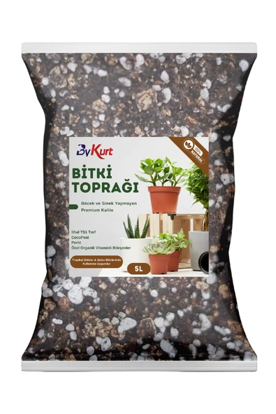 ByKurt 5L Premium Çiçek Toprağı Vitaminli, Böcek Yapmayan Özel Karışım İç Mekan Toprağı ürün görseli 1