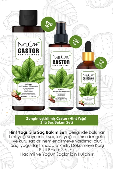 NatuCare Zenginleştirilmiş Castor (Hint Yağı) 3'lü Saç Bakım Seti - 2