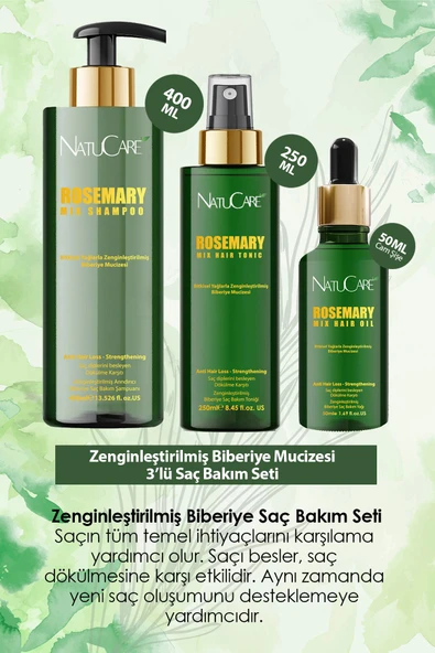 NatuCare Zenginleştirilmiş Biberiye Mucizesi 3'lü Saç Bakım Seti - 2