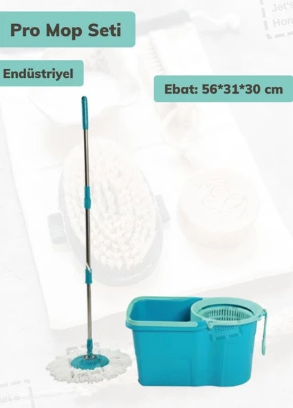 Endüstriyel Pro Mop Seti Temizlik Kovası Döner Başlıklı Paspas Jumbo Temizlik Seti