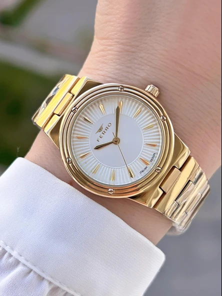 Ferro Çelik Kordon İTALIAN DESIGN 3 Atm Suya Dayanıklı 2 Yıl Garantili Kadın Kol Saati+Bileklik 86-M2 ürün görseli