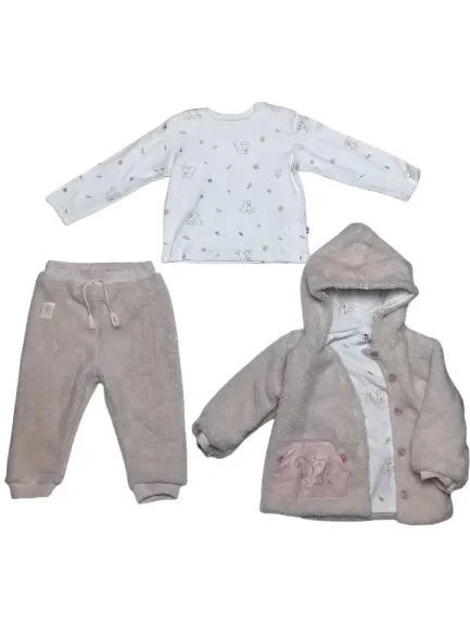 Bibaby Pretty Moments 3'lü Bebe Takım 73339 Ecru Pink