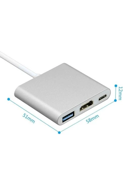 Fc-01 3'lü Usb C Hub=>pd Hdtv Usb Adaptör - Resim 4