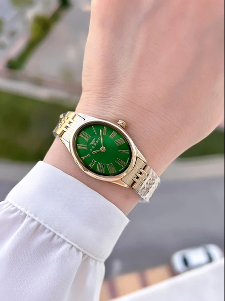 Ferro Çelik Kordon Oval Kasa İTALIAN DESIGN 2 Yıl Garantili Kadın Kol Saati+Bileklik EFL40145-M1 - Resim 2