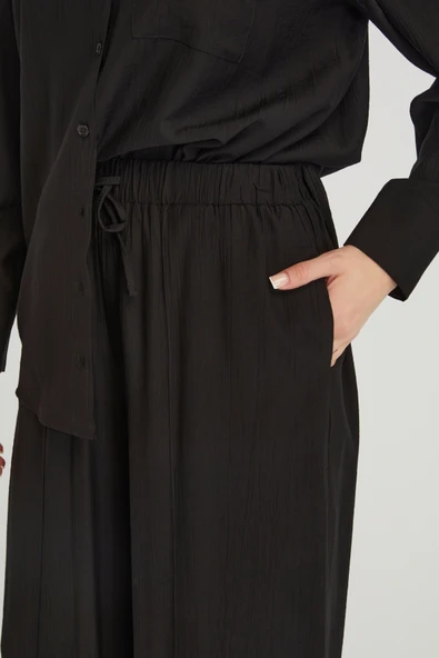 Kadın Siyah Casual Oversize/Geniş Kalıp Gömlek - 9