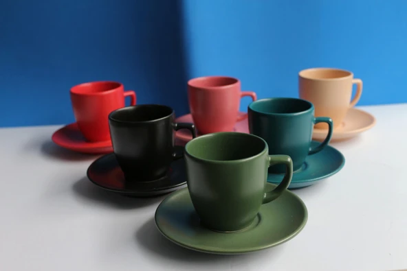 Magic 6'lı Renkli Kahve Takımı Mat - Resim 2