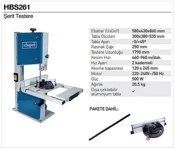 Scheppach HBS261 Şerit Testere Makinası 500W - 2