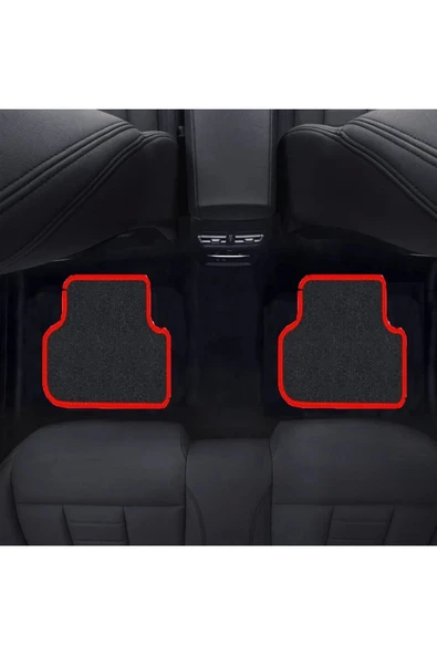 Peugeot 5008 2009-2017 Kırmızı Halı Siyah Kenar Petek Topuk - 2