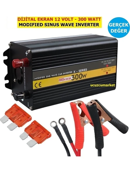 İnverter  12 Volt - 300 Watt Modifıed Sinus Wave Gerçek Değer (12V - 220V Çevirici)