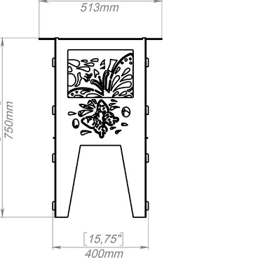 Kelebek Desenli Dekoratif kare Mangal Portatif Ateş Çukuru - 8