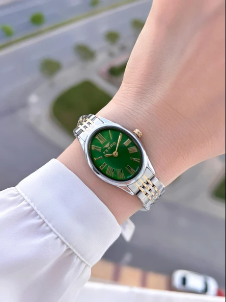 Ferro Çelik Kordon Oval Kasa İTALIAN DESIGN 2 Yıl Garantili Kadın Kol Saati+Bileklik EFL40145-M6 - Resim 2