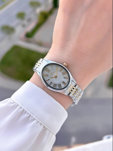 Ferro Çelik Kordon Oval Kasa İTALIAN DESIGN 2 Yıl Garantili Kadın Kol Saati+Bileklik EFL40145-M5 - Resim 2