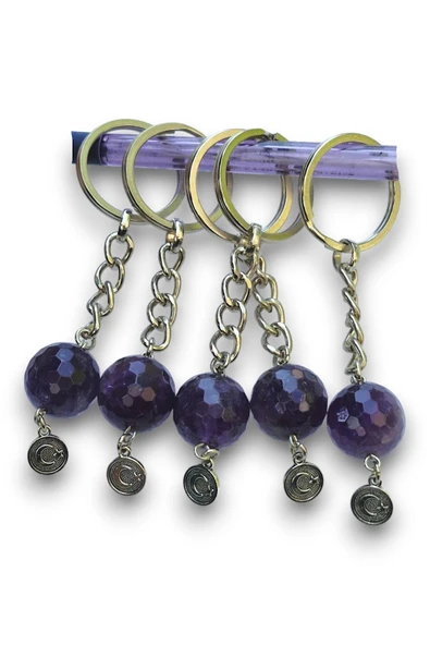 Faset Kesim Ametist Taşı Anahtarlık 127-5 - 3