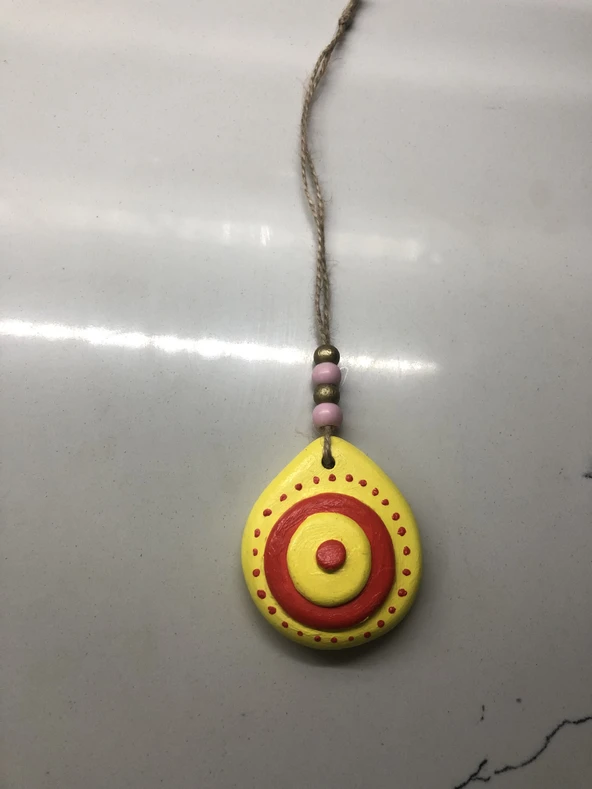 SARI KIRMIZI NAZAR BONCUĞU BAHÇE BALKON DUVAR SÜSÜ - 4