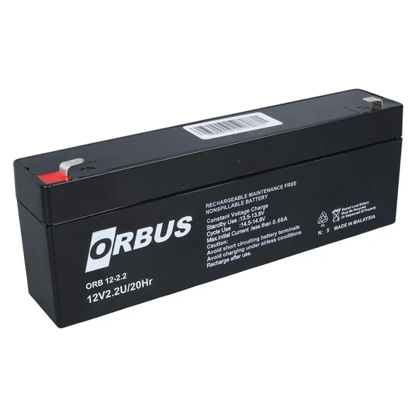 Ayt Orbus 12 Volt 2.2 Amper Yatık Uzun Akü 178x34x60 Mm Yeni Tarihli Taze Kuru Akü