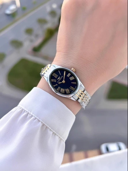 Ferro Çelik Kordon Oval Kasa İTALIAN DESIGN 2 Yıl Garantili Kadın Kol Saati+Bileklik EFL40145-M7 - Resim 2