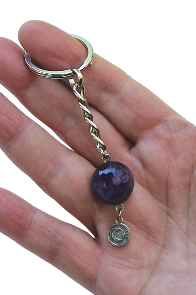 Faset Kesim Ametist Taşı Anahtarlık 127-5