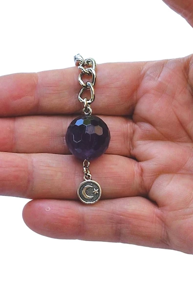 Faset Kesim Ametist Taşı Anahtarlık 127-5 - 4