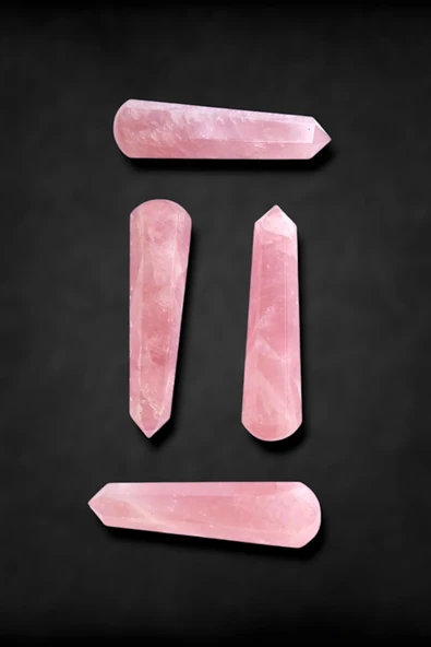 Doğal Pembe Kuvars Masaj Çubuğu 105-3 - 2