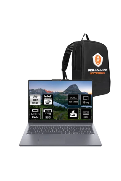 Lenovo IdeaPad Slim 3 i7 13620H 40GB DDR5 1TB SSD 16'' IPS WUXGA FDOS Dizüstü & PER4 ÇANTA