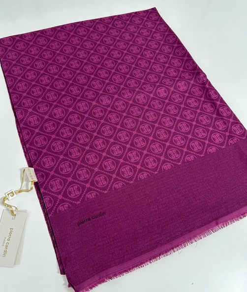 Elegans Monogram Şal-75 X 190-090700-994 Fuşya