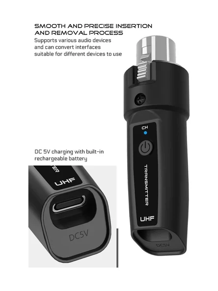 Uhf Kablosuz Mikrofon Dönüştürücü (Kablolu El Mikrofonlarını Uhf Telsiz Mikrofona Çeviren Adaptör) - 4