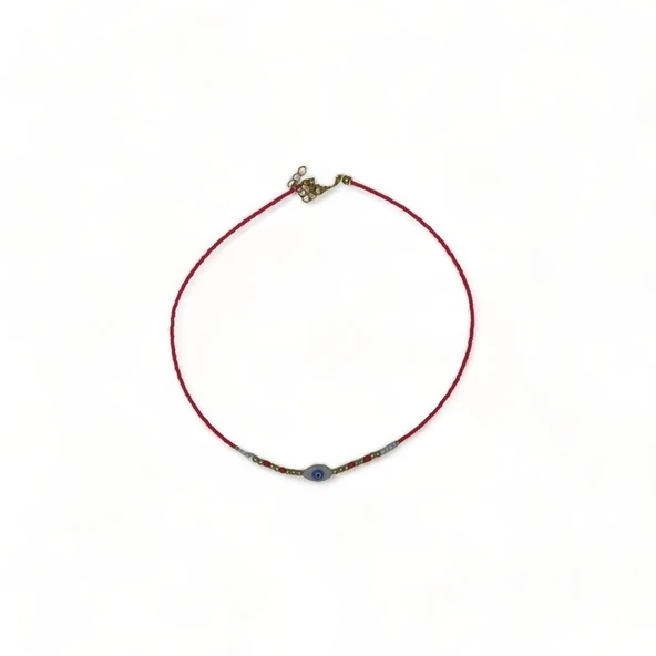 Nazar Boncuklu Pembe Boncuk Kolye - Resim 2