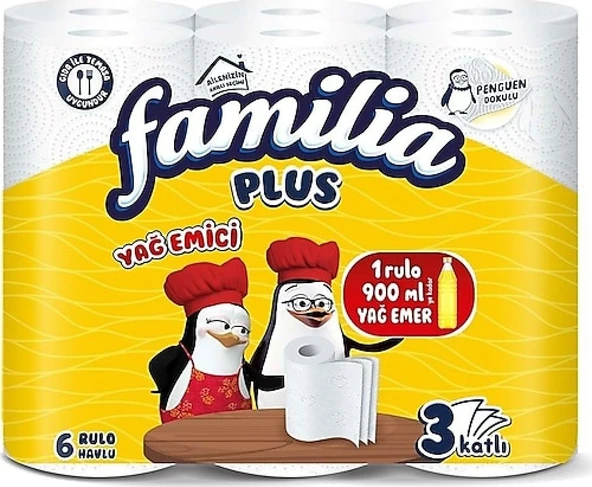 FAMİLİA PLUS YAĞ EMİCİ 6'LI HAVLU