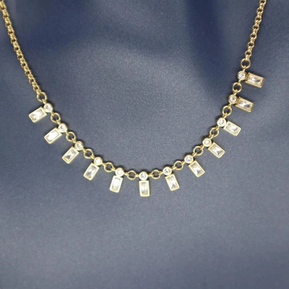 Işıltılı Melodi Kadın Genç Kolye Kristal Taşlı - Resim 4