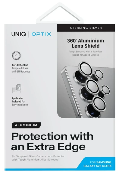 Samsung Galaxy S25 Ultra Kamera Lens Koruyucu Alüminyum Çerçeve AluGuard Serisi Oleofobik Yüzey  GÜMÜŞ - 3