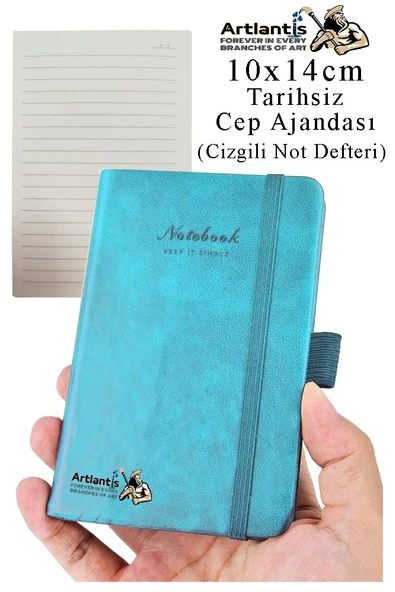 Sert Kapak Tarihsiz Ajanda 10x14 cm 1 Adet Sert Kapak Lastikli Not Defteri Cep Ajandası Çizgili Kalem Tutuculu Thermo