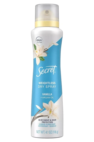 Secret Vanilla Antiperspirant Kuru Sprey Deodorant 116GR