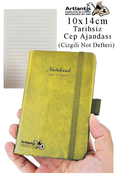 Sert Kapak Tarihsiz Ajanda 10x14 cm 1 Adet Sert Kapak Lastikli Not Defteri Cep Ajandası Çizgili Kalem Tutuculu Thermo - 8
