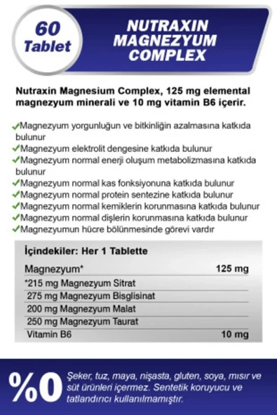 Nutraxin Magnezyum Complex 60 Tablet 125 Mg - 2