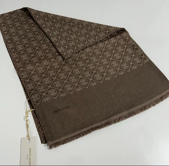 Elegans Monogram Şal-75 X 190-090700-932  Kahverengi