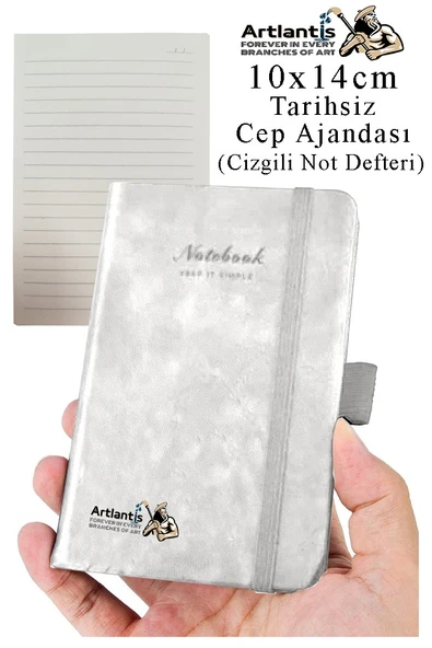 Sert Kapak Tarihsiz Ajanda 10x14 cm 1 Adet Sert Kapak Lastikli Not Defteri Cep Ajandası Çizgili Kalem Tutuculu Thermo - 2