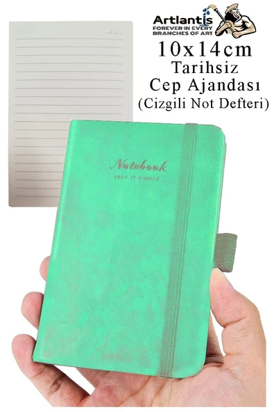 Sert Kapak Tarihsiz Ajanda 10x14 cm 1 Adet Sert Kapak Lastikli Not Defteri Cep Ajandası Çizgili Kalem Tutuculu Thermo - 10
