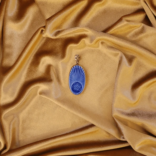 Fısıltı Çiçeği Bronz Çini Taşlı Çelik Zincir Kolye - Resim 4