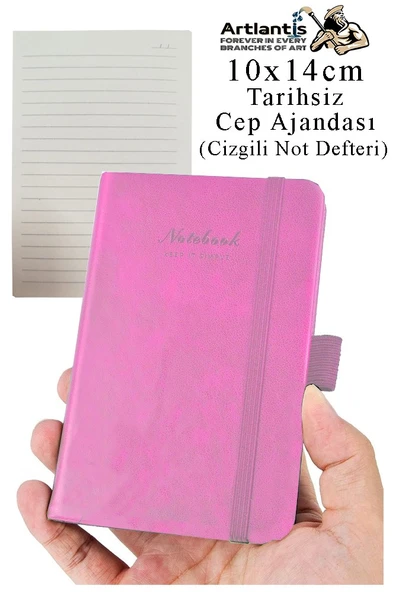 Sert Kapak Tarihsiz Ajanda 10x14 cm 1 Adet Sert Kapak Lastikli Not Defteri Cep Ajandası Çizgili Kalem Tutuculu Thermo - 11